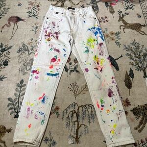 Polo Ralph Lauren the Astor slim boyfriend girls jeans white paint splatter 8